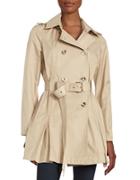 Michael Kors Petite Hooded Double-breasted Trench Coat