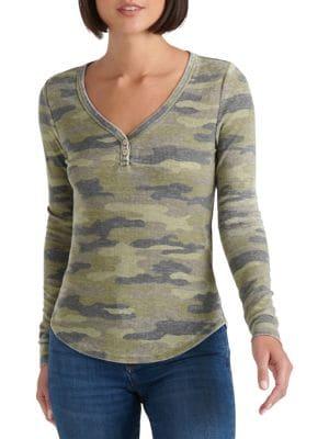 Lucky Brand Camo Printed Thermal Top