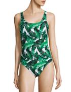 Design Lab Lord & Taylor Tropical Wave One-piece Swimsuit
