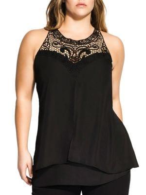 City Chic Plus Motif Halter Top