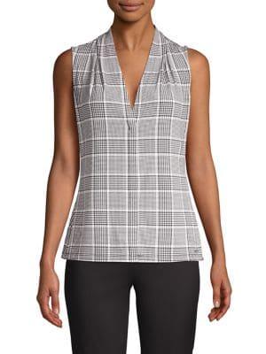 Calvin Klein Plaid V-neck Top