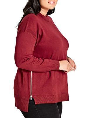 City Chic Plus Zipped Up Sweater