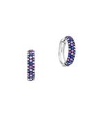 Effy 925 Sterling Silver And Tricolor Sapphire Hoop Earrings