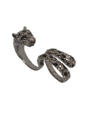 Betsey Johnson Crystal Roses Jaguar Double Ring