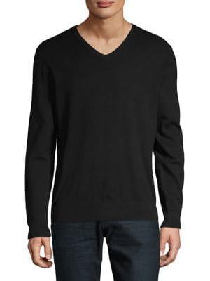 Black Brown Long Sleeve V-neck Sweater