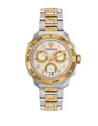Versace Dylos 18k Yellow Gold And Stainless Steel Bracelet Watch