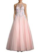 Basix Floral Embellished Ball Gown