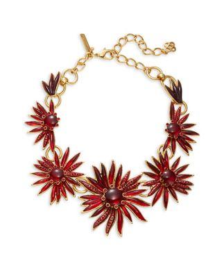 Oscar De La Renta Stone-accented Floral Statement Necklace