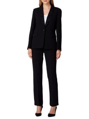 Tahari Arthur S. Levine Embellished Collar Pant Suit