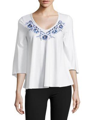 Karen Kane Embroidered Swing Top