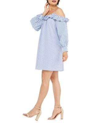 Maggy London Cold-shoulder Ruffle Shift Dress