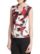 Donna Karan Gathered Floral-print Top