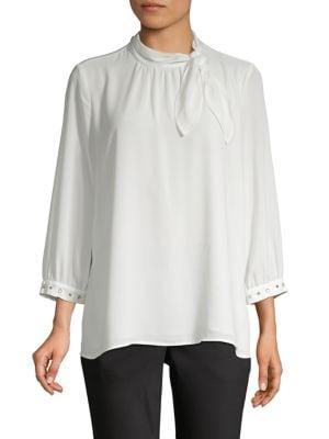 Karl Lagerfeld Paris Embellished Three-quarter Sleeve Blouse