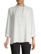 Karl Lagerfeld Paris Embellished Three-quarter Sleeve Blouse