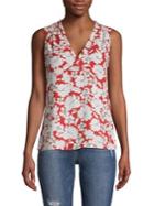 Karl Lagerfeld Paris Beaded Floral V-neck Blouse