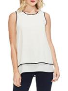 Vince Camuto Sapphire Sheen Piped Sleeveless Blouse