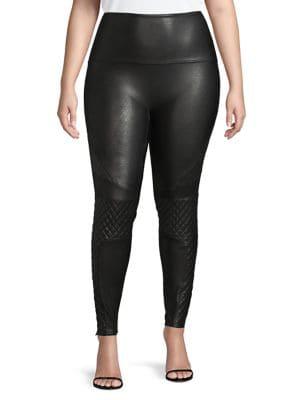 Spanx Plus Faux Leather Quilted Leggings