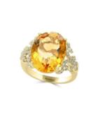 Effy Sunset Diamond, Citrine And 14k Yellow Gold Ring