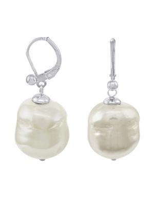 Majorica 12mm White Baroque Pearl Drop Earrings