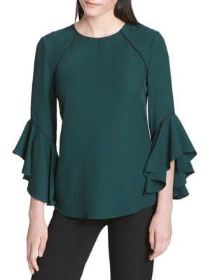 Calvin Klein Ruffled Bell-sleeve Top