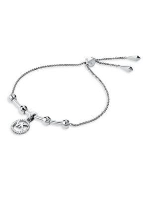 Michael Kors Sterling Silver And Crystal Logo Starter Bracelet