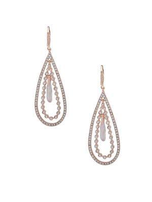 Ak Anne Klein Rose Goldtone And Crystal Teardrop Orbital Earrings
