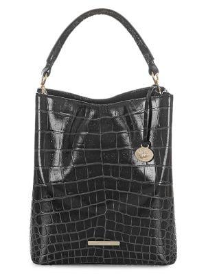 Brahmin Black Veil Amelia Leather Bucket Bag
