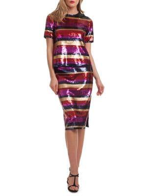 Trina Turk Sequin Striped Cava Skirt