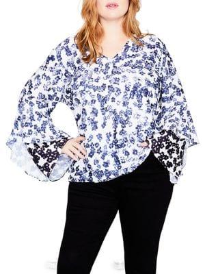 Rachel Rachel Roy Plus Plus Floral Bell-sleeve Blouse