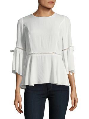 Ivanka Trump Swiss Dot Flare Top