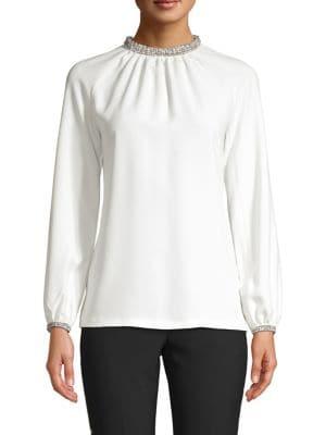 Trina Turk Cocktail Soiree Vodka Embellished-trim Blouse