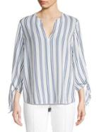 Michael Michael Kors Splitneck Stripe Tie-sleeve Top