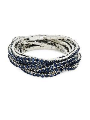 Design Lab Silvertone 8-row Rhinestone Stretch Bracelet