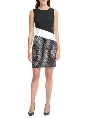 Tommy Hilfiger Colorblock Dotted Sheath Dress
