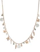 Kensie Flora And Fauna Two-tone Long Charm Necklace