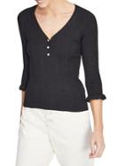 Miss Selfridge V-neck Button Rib-knit Top