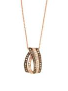 Lord & Taylor 14k Rose Gold White Diamond And Brown Diamond Pendant Necklace