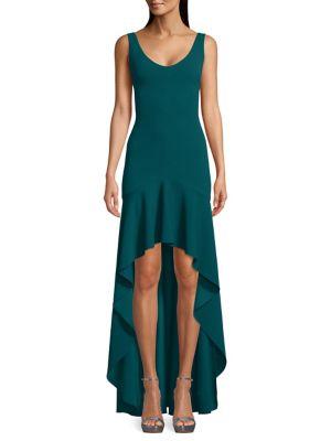 Betsy & Adam Ruffled High-low Gown