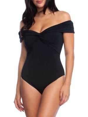 Trina Turk Solid Twist Bandeau Swimsuit