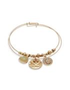 Design Lab Lord & Taylor Two-piece Lotus And Beads Yellow Gold Charm Bracelet Set