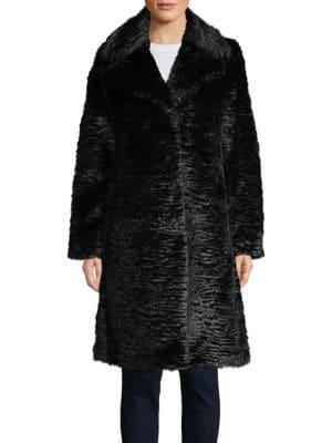 Kate Spade New York Faux Fur Long-sleeve Wrap Coat