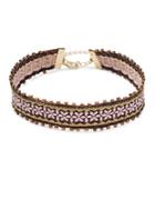 Design Lab Lord & Taylor ?fair Isle Embroidered Beaded Choker Necklace