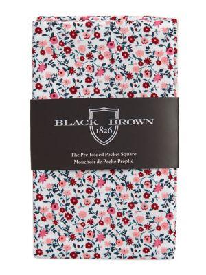 Black Brown Draper Floral Pre-folded Pocket Square
