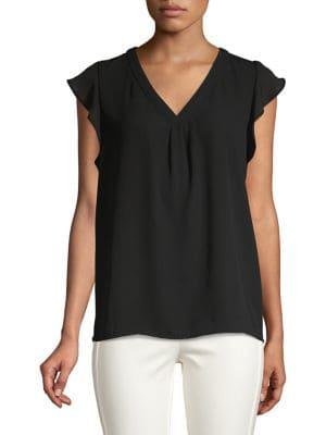 Premise Ruffle-sleeve Pleated Top