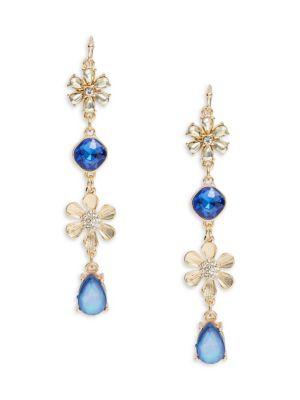 Design Lab Lord & Taylor Crystal Flower Linear Drop Earrings