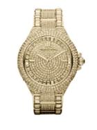 Michael Kors Ladies Camille Yellow Goldtone Stainless Steel Watch With Crystals