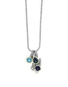 Effy Blue Topaz, Iolite, Sterling Silver And 18k Yellow Gold Pendant Necklace