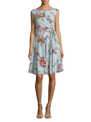 Tahari Arthur S. Levine Floral Side Tie Shift Dress