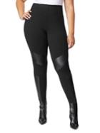 Rebel Wilson X Angels Plus Faux Leather Trimmed Leggings