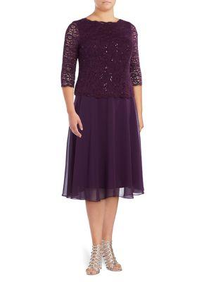 Alex Evenings Plus Beaded A-line T-length Dress
